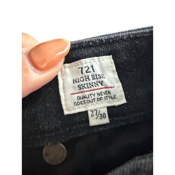LEVIS Women's 721 Black High Rise Skinny Jeans size 27 x 30 - Picture 2 of 9